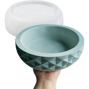 Wehous Diamond Shape Large Bowl Silicone Molds, Geometric Round Container Casting Mold for Epoxy Resin Concrete Cement, Big Storage Candle Holder Plant Pot Mold DIY Art Crafts Ornament Gift