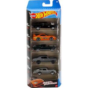 Hot Wheels Toy Cars 5-Pack ، مجموعة من 5 سيارات Fast & Furious Race & Drift في مقياس 1:64 مع Decos الحصري (قد تختلف الأنماط)