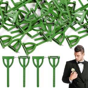 30Pcs Triangle Brooch Safety Clip for Men, Green Brooch Pins Supplies for Crafts, DIY Boutonniere Holder Supplies Suitable for Wedding Ceremony Parties