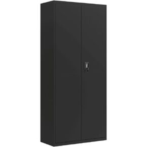vidaXL File Cabinet Lockable Storage Filing Cabinet with Doors Black Steel