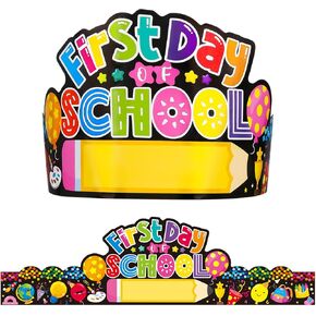 36 Pcs First Day of School Crowns for Kids Kindergarten Preschool Paper Hats for Kids Back to School Classroom Party