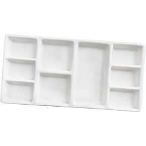 Gatuida Rectangular Ceramic Paint Palette Durable Pigment Holder for Watercolor Oil Painting for Artists Students Crafts White Color Mixing Tray
