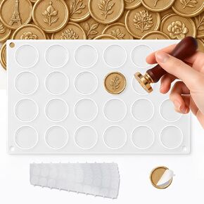 Yixiagui Silicone Wax Seal Mat - 24 Cavity Wax Sealing Pad مع نقاط لزجة قابلة للإزالة لحرف DIY ، شمع لاصق وتزيين المغلف