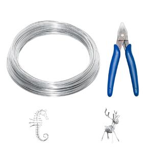 9 Gauge (3mm) Silver Craft Wire for Sculpting，50ft（15m） Aluminum Wire for Sculpting Armature Wire Silver DIY Bendable Craft Wire with 1 Electronic Plier to Cut