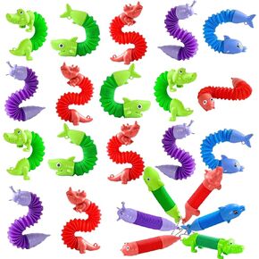 36 Pack Mini Pop Tubes Toys -Cute Animal Pop Tube Keychains, Sensory Fidget Toys for Kids or Adults, Sensory Toys, Party Favors, Classroom Prizes, Christmas, Halloween, Birthday Gifts