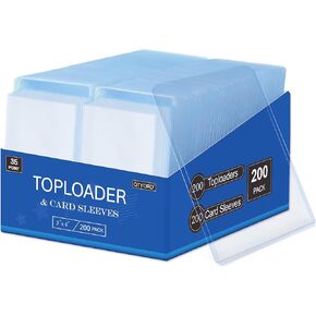 400pcs Top Loaders للبطاقات (200 في المائة حاملي بطاقات بلاستيكية صلبة وأكمام بطاقة بيني 200 مساءً)