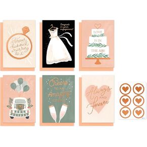 American Greetings 6-Count Wedding Celebrations Card Bundle with Envelopes- Engagement, Bridal Shower, and Wedding