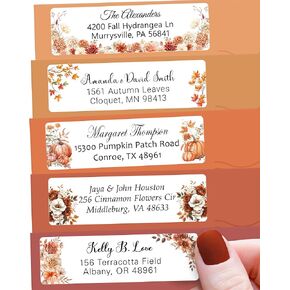 Personalized Return Address Labels Fall - Autumn High Gloss Custom Mailing Labels on Sheets - Self-Adhesive Return Stickers for Envelopes with Crisp Printing Design (50-1000)