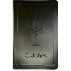 Personalized ESV Thinline Bible Large Print English Standard Version Faux Leather Holy Bible ESV with Custom Name, Date and Text | Custom Gift for Christian & Religious Celebrations | Black