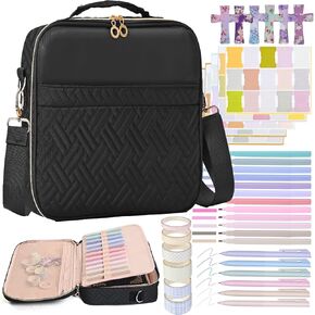 Bible Cover for Women,Large Bible Bag with Shoulder Strap, Bible Study Supplies Carrier Includes Highlighters Tabs, Journaling Kit Case Packed in Gift Box, Christian Gifts for Women(Black) in Saudi Arabia