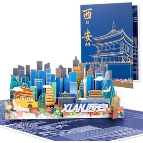 Guangzhou China, City Pop Up Greeting Cards with Blank Note Card & Envelope, ideal celebration gift for Friendship, Love, Anniversary, Special Moments, Inspirational, Birthday, Holiday