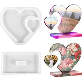 Large Heart Picture Frames Molds Silicone Set, Large Mold DIY Photo Frame Displays, Picture Frames Mold for DIY Decorations Gift, Silicone Molds for Pictures Frame
