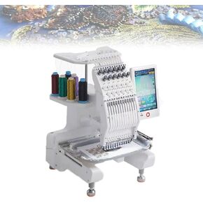 12 Needles Embroidery Machine, 500 Pattern Quantity Automatic Sewing Embroidery Tools, Multicolor Embroidery Thread, 15 Functions, 13 Languages, Single Head Embroidery Device