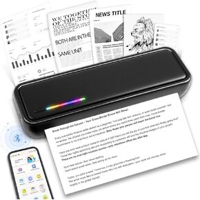 Portable Printer Wireless for Travel, Bluetooth Thermal Printer Supports 8.5 x 11 Inch Thermal Paper, Inkless Compatible with iOS, Android, Laptop for Office, Car and Home