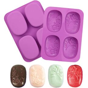 2 PCS Oval Silicone Soap Mold, Rose Flower Soap Molds for Homemade Soaps Beeswax Bath Bomb