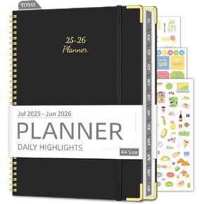 Academic Planner 2025-2026 (8.5" x 11") - Weekly & Monthly Planner (Jul. 2025 - Jun. 2026), Column View Calendar Organizers, Hardcover Agenda Book with Tabs for Office & School, Green