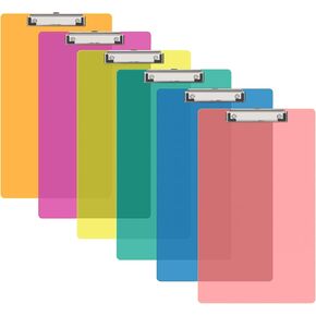 Legal Size Clipboard Set of 6, 8.5 x 14 Colored Plastic Long Clip Board with Low Profile Clip, 9 x 15 in, Suitable for Legal Lawers and Business, School & Office Supplies