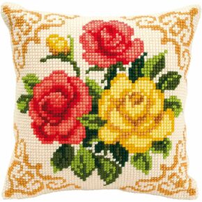 Vervaco مختلط الورود Cross Stitch Cushion ، متعدد الألوان