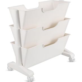 Cabilock Movable Rolling Storage Cart for Books and Files Three Organizer Smooth Wheels for Classroom Office and Home Use Easy Assembly and Versatile Design