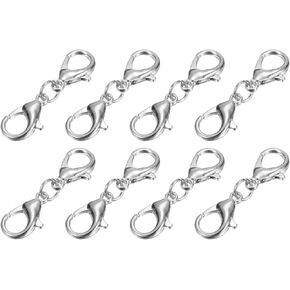 uxcell Bracelet Extender, 8Pcs - Double Lobster Claw Clasps Necklace Extenders, Connector Extension Clasp and Closure for DIY Making Jewelry Chain (30mm/1.18", Silver)