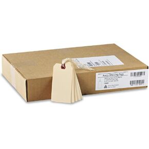 Avery Price Tags with String Attached, 11.5 pt. Stock, 4-3/4" x 2-3/8", 1,000 Manila Hang Tags (12505)