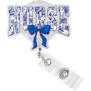 Pediatric Nurse Bow Badge Reel Retractable Clip Cute NICU L&D OBGYN Labor and Delivery Badge Reels for Nurse Gifts Nursing Badge Holder Work Office Alligator Clip Badge Accessories