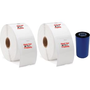 (1000) Check Your Oil Frequently Light Adhesive Oil Change Printer Stickers + Ink Ribbon Roll