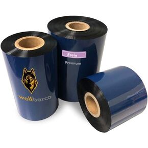 6 Rolls Wolfbarco 2.36" x 1476' (60mm x 450m) Black Standard Full Resin Thermal Transfer Ribbon Compatible with Zebra,TEC, INTERMEC,Citizen,TSC,GODEX,ARGOX Printers
