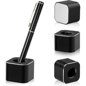 2 Pieces Metal Pen Stand Square Single Pen Holder Base Aluminum Student Desk Organizer for Desk Desktop Toothbrush Stand Holder Display for Home Office Students Teachers(Black)