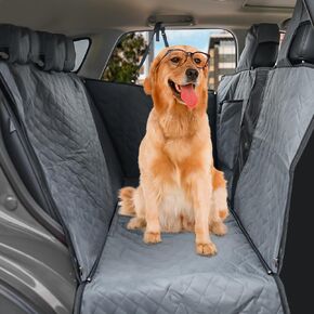 BEERTE Dog Car Seat Cover Fit for Toyota Corolla 2020-2025 Faux Leather Waterproof Scratchproof Dog Car Seat Cover for Back Seat Pet Seat Cover for Dogs Car Hammock with Mesh Window (Black Green)