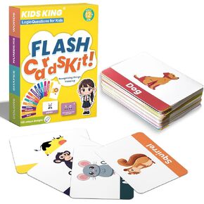 Baby Learning Flash Cards for Toddlers 1-3, Learn to Think Logically | Words Number Color Shape | 100 Double-Sided Cards Design, Educational Toys for Preschool Kindergarten Pre-K 12 Month