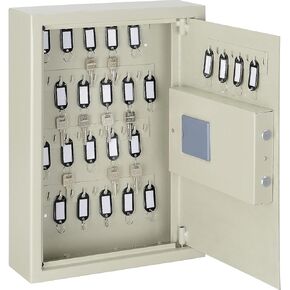 Global Industrial Key Cabinet, Electronic, 48 Keys, 12x4x17-3/4, Sand