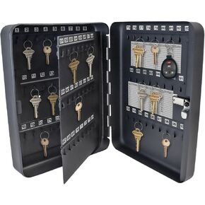 Lucky Line 100 Hook Combination Locking Metal Key Cabinet Organizer, Black (61300), 100 Hooks