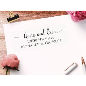 Clear Address Labels - Frosted Clear Transparent Custom Printed Personalized Return Address Labels for Envelopes (Calligraphy with Tails)