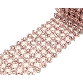 Lassos Boutique 4 "× 10 ياردة (30 قدمًا) زهرة الشبكة الماس فو ، زهرة راينستون زخرفة الزفاف والحفلات والمناسبات (لافندر)