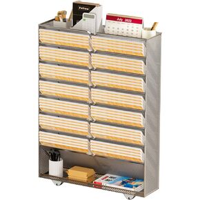 Mobile Bookshelf Cart, 9-Layer Mobile Bookshelf with Wheels, Rolling Bookshelf Cart Office Paper Organizer, Suitable for Children's Rooms, Classrooms, Offices (Color : Black, Size : 32