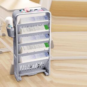Rolling Bookshelf with Wheels Bookshelf Cart Rotatable and Detachable Plastic Multifunctional Roller Cart Tableside Bookshelf Desk Organizer with Wheels (Color : Gray, Size : 37x10x71cm) (G