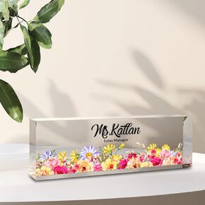 Desk Name Plate Personalized, Custom Name Plates for Desks, Office Desk Decor, Make Your Own Nameplate with Logo, Name Plates for Desks, Personalized Office Gift for Coworkers (Logo) 731