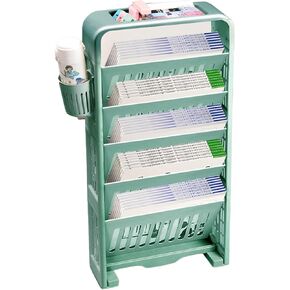 Rolling Bookshelf Movable Bookshelf Cart Rotatable and Removable Plastic Multi-Functional Roller Cart Tableside Bookshelf Desk Organizer with Wheels (Color : Green, Size : 37x10x71cm) (Gr