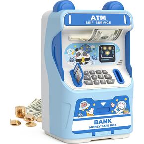 Piggy Bank,Kids Piggy Bank for Girls with Automatic Bill Roller, Electronic Coin Bank with Simulated Card Slot & Facial Recognition, ATM Money Saving Box with Music Function for Kids(Pink)