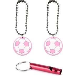 Soccer Ball Collar Charm Aluminum Alloy Whistle Emergency Survival Safety Camping Cat Dog Animal Training Bark Chew Woof Puppy Kitten Pink