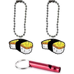 Sushi Collar Charm Aluminum Alloy Whistle Emergency Survival Safety Camping Cat Dog Animal Training Bark Chew Woof Puppy Kitten Seafood Wasabi