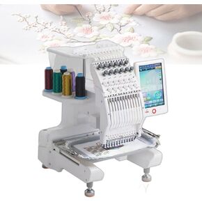 1000rpm Automatic Embroidery Machine, 12 Needles Single Head Computer Sewing Machine with 200x300mm MAX Size, 500 Pattern Memory Number, 13 Languages