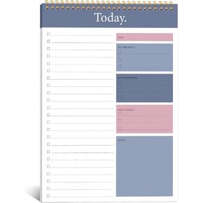 KMQOY To Do List Notepad - Daily Planner Pad Undated 52 Sheets Spiral Today Planner Note Pad Premium Thick Paper 6.5" x 9.8" For Work and Personal Organized - purple