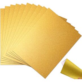 10 أوراق Gold Glitter Cardstock 250gsm/92lb لا توجد ورق تألق من أجل الحرف اليدوية والدعوات والقطع cricut | حجم A4 الصديق للطابعة (7.87x11.8) لصناديق Scrapbooking & Gift