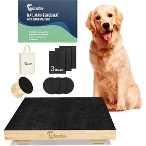 Dog Nail Scratch Board - Bamboo Scratch Pad for Nail Dogs - Stress Free Dog Scratch Pad for Nails - Nail File Board for Puppy/Small/Medium Dog - Handheld Filer + Tote Bag