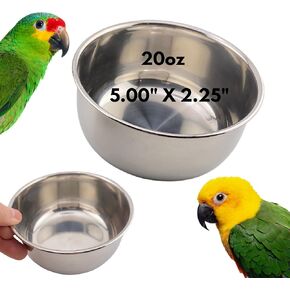 Kings Cages Round Stainless Steel Bowls Cage Feeders Seed Water Parrot Treat Pet, Cockatiel, Parakeet, Conure, Amazon, African Grey, and Similar Breed Sizes (2759 30oz Stainless Steel Bowl)