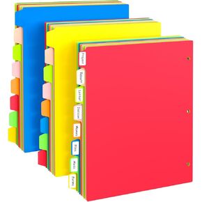 مقاطعات الموثق مع علامات التبويب ، فواصل بلاستيكية متينة لثلاثة علامات رنين مع 8 علامات تبويب ، مقاطعات 3 رنين الملونة مع علامات تبويب ، مقسمات لثلاثة واقيات من صفحات رنين للمدرسة ، مجموعة 2 (16 قطعة)