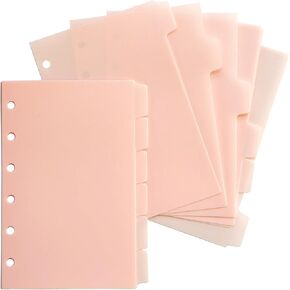 DY.2ten Dividers for 6 Ring Binder, 1/6 Cut Tabs, A7 Sturdy Plastic Binder Divider, Insertable Notebook Planner Tab, 2 Sets, 12 pcs，for School Office Home，Light Pink
