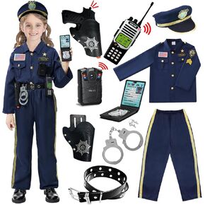 Police Officer Costume for Kids - Boys & Girls, Cop Uniform for Role Play, Gift, Halloween & Career Day